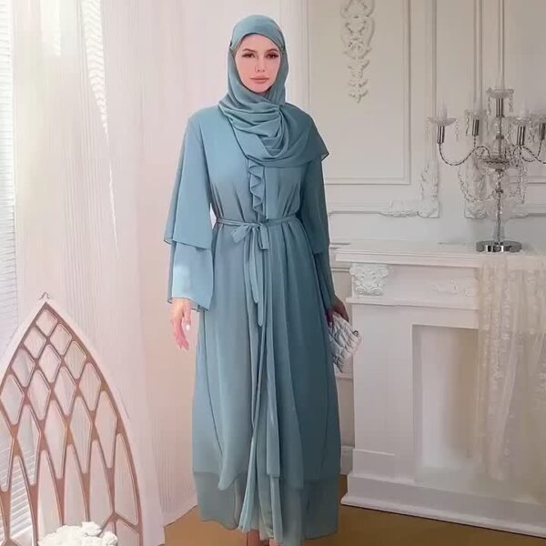 Effortlessly elegant Serene Serenity Muslim Long Robe in flowing fabric, perfect for any occasion.