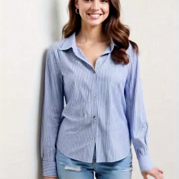 Newness Coastal Breeze Striped Shirt: A stylish, lightweight striped shirt perfect for spring and summer, shown on a model.
