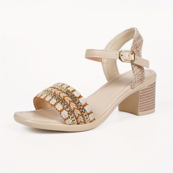 Newness Sunset Stroll Braided Sandals showcasing a chic braided design and beautiful embellishments, perfect for summer.
