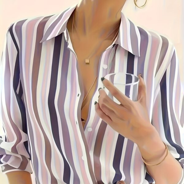 Effortless Elegance Striped Blouse in a flattering fit, perfect for spring and summer.