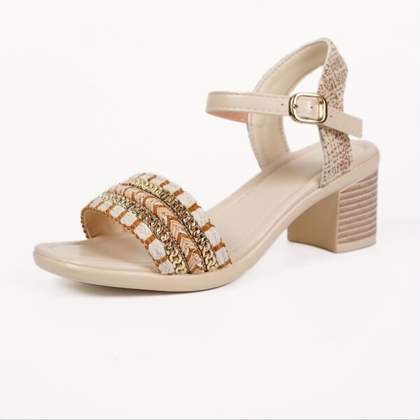 Newness Sunset Stroll Braided Sandals showcasing a chic braided design and beautiful embellishments, perfect for summer.