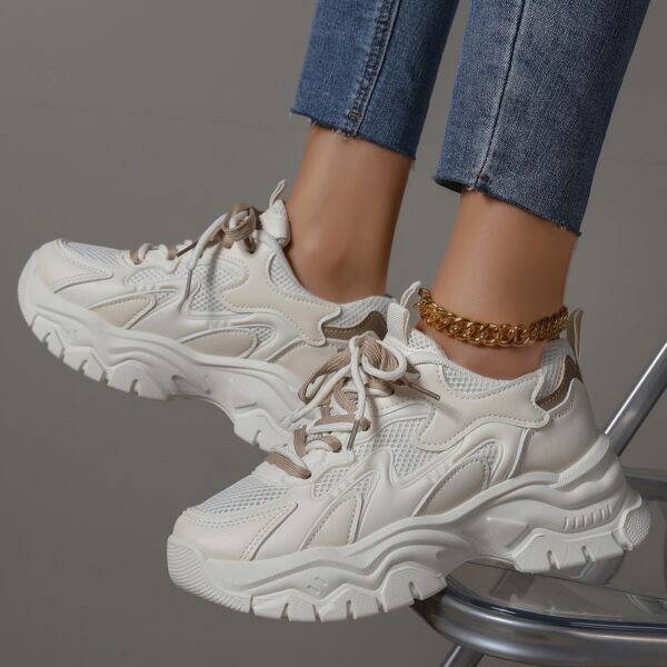 Newness Elevated Edge Chunky Platform Sneakers in white, showcasing the platform sole and modern design. Perfect for adding height and style to any outfit.