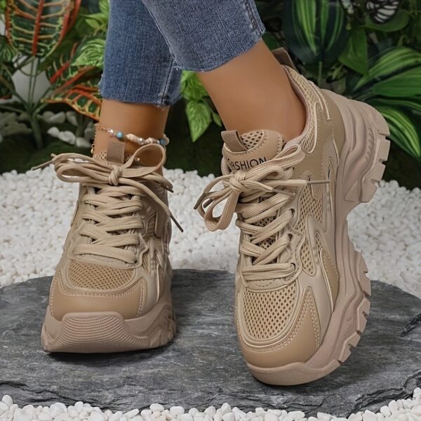 Newness Elevated Edge Chunky Platform Sneakers in white, showcasing the platform sole and modern design. Perfect for adding height and style to any outfit.