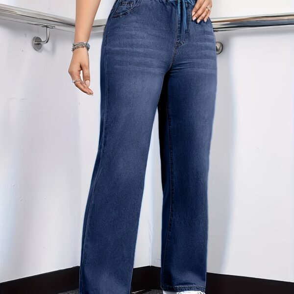 Flatlay of Newness Effortless Chic Elastic Waist Jeans, showcasing the comfortable elastic waistband and flattering fit.