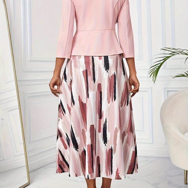 Newness Swirl Print Midi Dress and Jacket Set Chic midi dress and matching jacket in an elegant swirl print Perfect for a special occasion or everyday wear