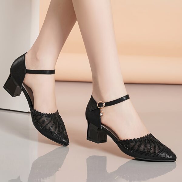 Newness Celestial Sparkle Block Heel Sandals: Elevate your style with these dazzling sandals, perfect for any occasion. Featuring a comfortable block heel and eye-catching sparkle detail.