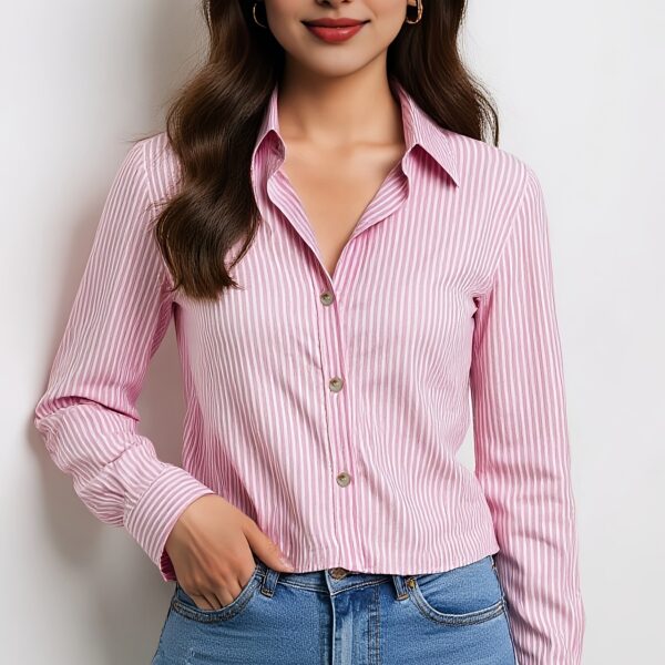 Newness Coastal Breeze Striped Shirt: A stylish, lightweight striped shirt perfect for spring and summer, shown on a model.