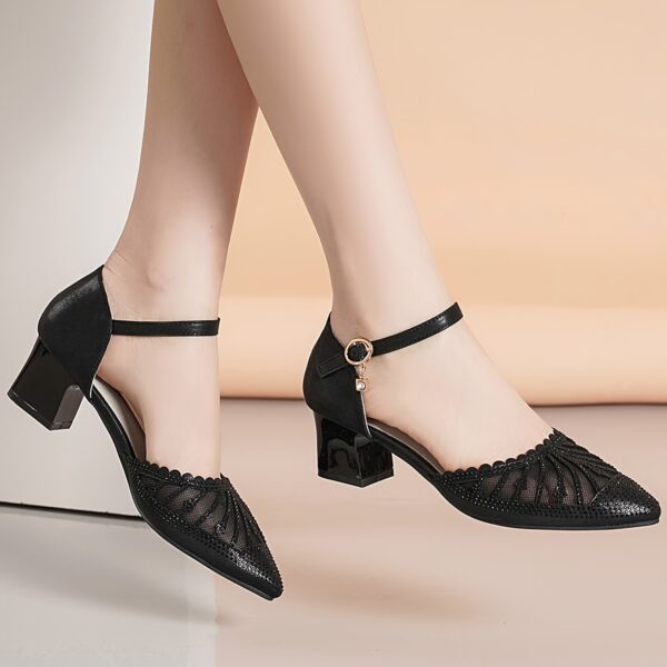 Newness Celestial Sparkle Block Heel Sandals: Elevate your style with these dazzling sandals, perfect for any occasion. Featuring a comfortable block heel and eye-catching sparkle detail.