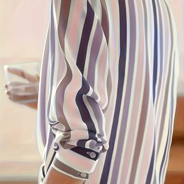 Effortless Elegance Striped Blouse in a flattering fit, perfect for spring and summer.