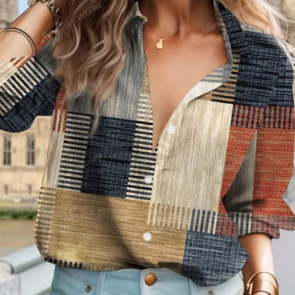 Newness Autumnal Plaid Button-Up Shirt: A stylish button-up shirt in a fall-inspired plaid pattern, perfect for layering or wearing on its own.