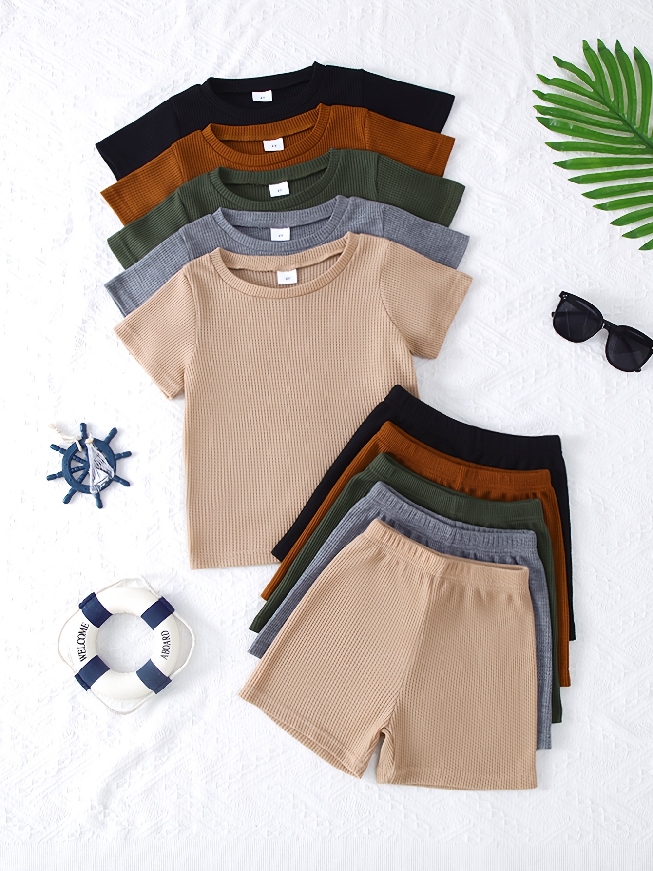 Adorable children's Coastal Breeze Knit Set in soft, breathable knit fabric, perfect for spring and summer. The set includes a comfortable top and coordinating bottoms in a stylish design.