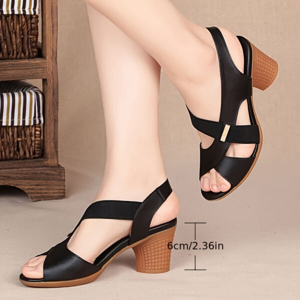 Stylish Women's Solid Color Mid-Heel Sandals, Slip-On, Chunky Heel, Summer Fashion