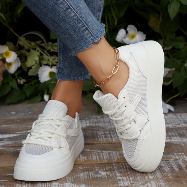 Newness Elevated Comfort Platform Sneakers in white, showcasing their stylish design and comfortable platform sole, perfect for everyday wear, the office, or formal events.