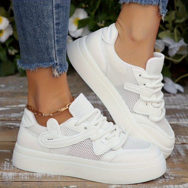 Newness Elevated Comfort Platform Sneakers in white, showcasing their stylish design and comfortable platform sole, perfect for everyday wear, the office, or formal events.