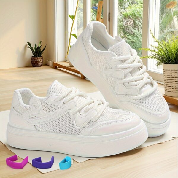 Newness Elevated Comfort Platform Sneakers in white, showcasing their stylish design and comfortable platform sole, perfect for everyday wear, the office, or formal events.