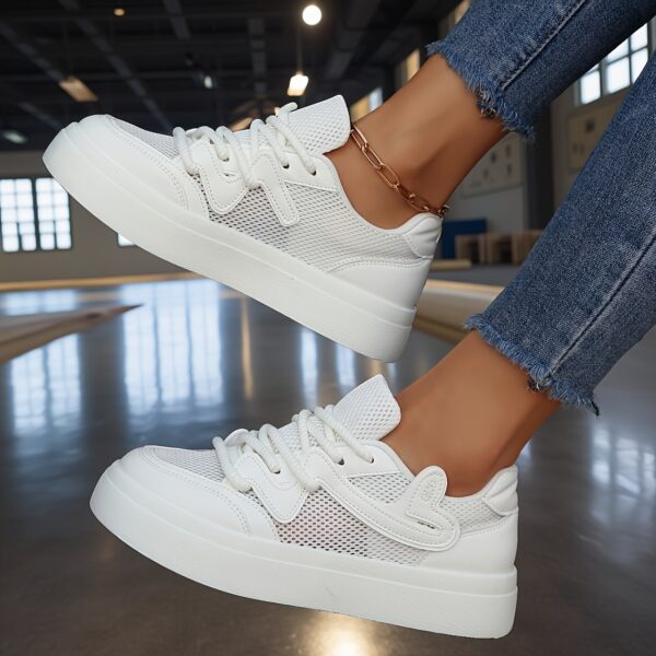 Newness Elevated Comfort Platform Sneakers in white, showcasing their stylish design and comfortable platform sole, perfect for everyday wear, the office, or formal events.