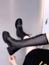 Newness Summer Solstice Mesh Knee High Boots Stylish mesh knee high boots perfect for summer Showcasing the intricate mesh pattern and flattering silhouette