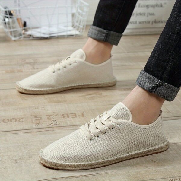 Newness Linen Rope Sole Shoes Handcrafted stitching breathable linen and a comfortable rope sole Effortless style for every day