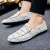 Newness Cairo Nights Striped Slip On Loafers in navy and white Breathable mesh upper comfortable rubber sole perfect for spring summer autumn or winter