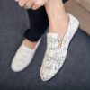 Newness Cairo Nights Striped Slip On Loafers in navy and white Breathable mesh upper comfortable rubber sole perfect for spring summer autumn or winter