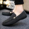 Newness Cairo Nights Striped Slip On Loafers in navy and white Breathable mesh upper comfortable rubber sole perfect for spring summer autumn or winter
