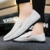 Newness Cairo Nights Striped Slip On Loafers in navy and white Breathable mesh upper comfortable rubber sole perfect for spring summer autumn or winter