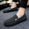Newness Cairo Nights Striped Slip On Loafers in navy and white Breathable mesh upper comfortable rubber sole perfect for spring summer autumn or winter