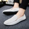 Newness Cairo Nights Striped Slip On Loafers in navy and white Breathable mesh upper comfortable rubber sole perfect for spring summer autumn or winter