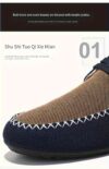 Navy blue MAINALUN Mens Fabric Loafers breathable and non slip perfect for any occasion