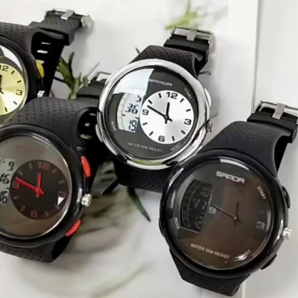 Newness Apex Digital Sports Watch: Sleek black digital watch with multiple features, perfect for any activity.