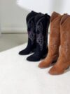 Newness Embroidered Western Cowboy Boots Detailed close up showcasing intricate embroidery and handcrafted details Perfect for adding a touch of western flair to any outfit