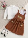 Adorable Bloomsbury Corduroy Dress Set for girls perfect for spring fall or winter Features a stylish corduroy dress and coordinating accessories
