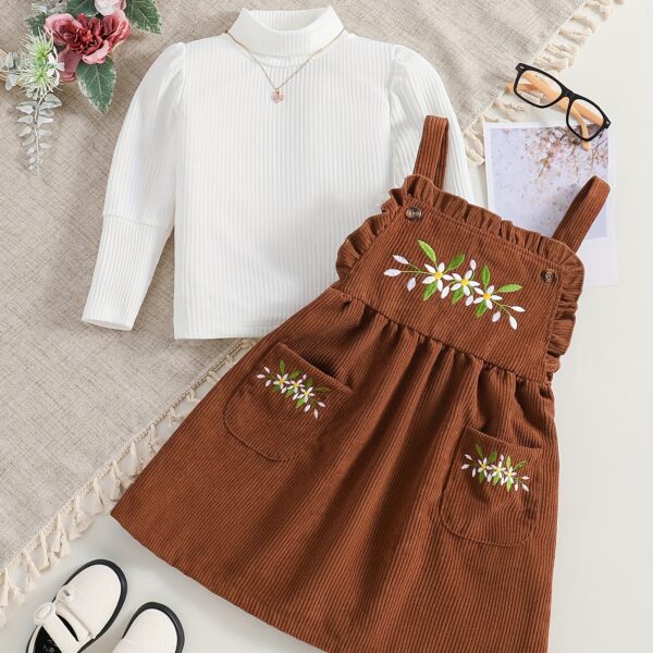 Adorable Bloomsbury Corduroy Dress Set for girls, perfect for spring, fall, or winter. Features a stylish corduroy dress and coordinating accessories.