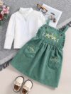 Adorable Bloomsbury Corduroy Dress Set for girls perfect for spring fall or winter Features a stylish corduroy dress and coordinating accessories