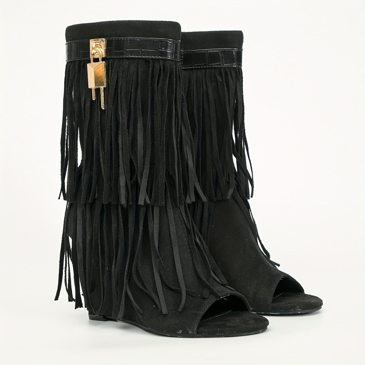 Newness Desert Bloom Fringe Booties Brown suede booties with fringe detailing perfect for fall and winter