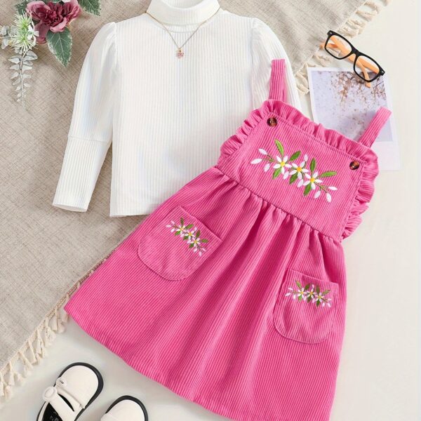 Adorable Bloomsbury Corduroy Dress Set for girls, perfect for spring, fall, or winter. Features a stylish corduroy dress and coordinating accessories.