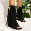 Newness Desert Bloom Fringe Booties Brown suede booties with fringe detailing perfect for fall and winter