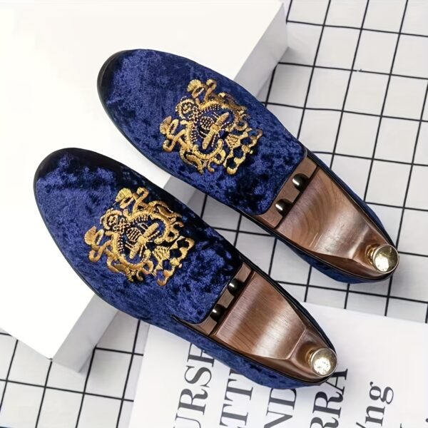 Newness Regent Embroidered Velvet Loafers Luxurious velvet loafers with intricate embroidery showcasing comfort and style