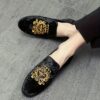Newness Regent Embroidered Velvet Loafers Luxurious velvet loafers with intricate embroidery showcasing comfort and style