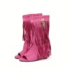 Newness Desert Bloom Fringe Booties Brown suede booties with fringe detailing perfect for fall and winter