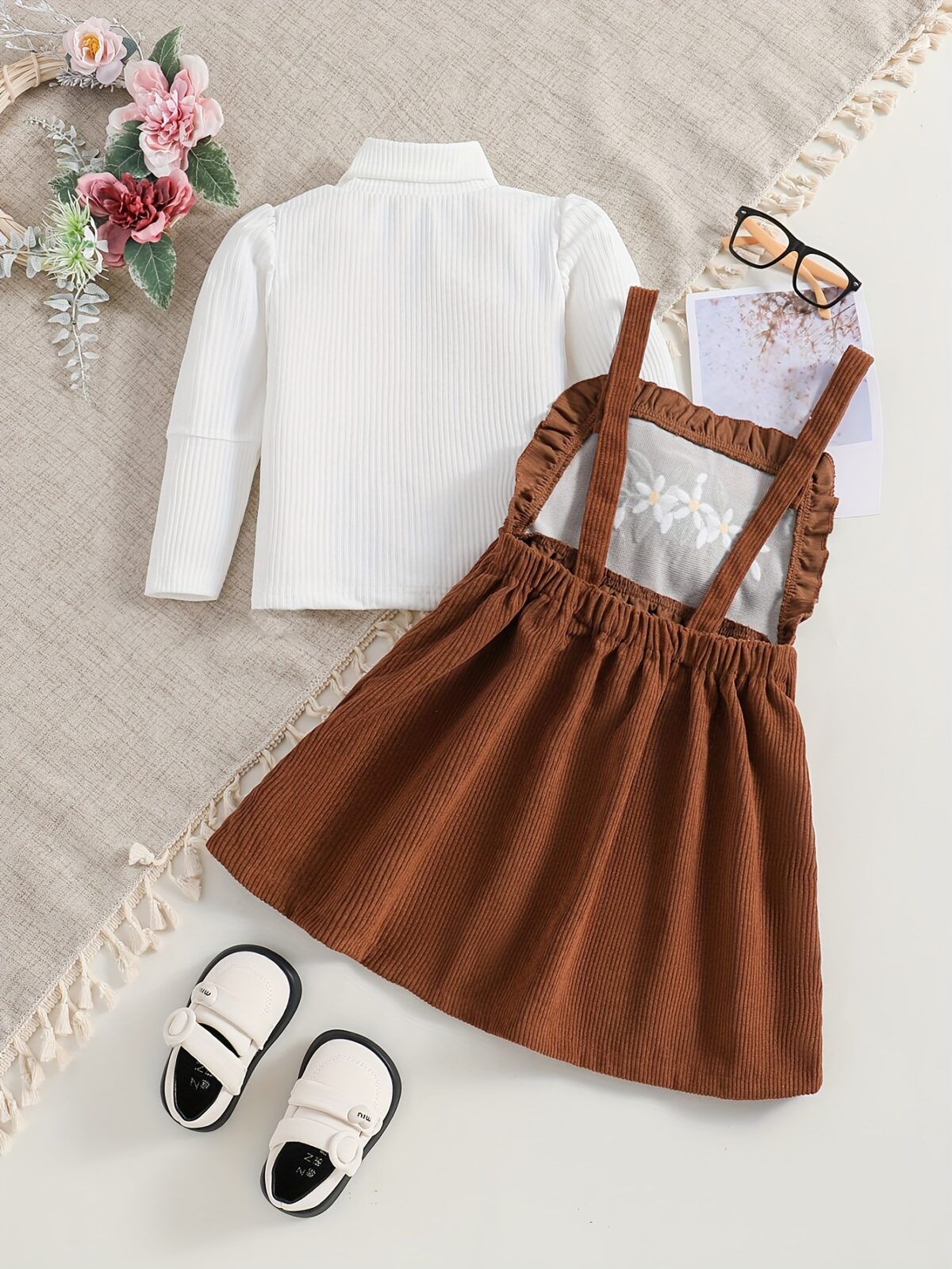 Adorable Bloomsbury Corduroy Dress Set for girls perfect for spring fall or winter Features a stylish corduroy dress and coordinating accessories