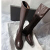 Newness Midnight Bloom Knee High Boots in rich brown leather Stylish and versatile perfect for fall and winter