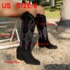 Newness Embroidered Western Cowboy Boots Detailed close up showcasing intricate embroidery and handcrafted details Perfect for adding a touch of western flair to any outfit