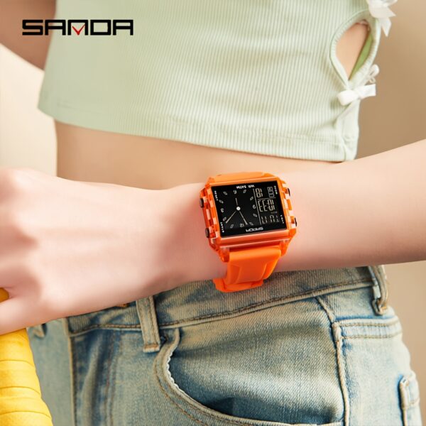 Newness Apex Digital Sports Watch: Sleek black digital watch with stylish accents, perfect for workouts and everyday wear.