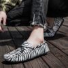 Newness Savile Row Zebra Print Loafers Stylish loafers with a breathable PU upper rubber sole and square toe design