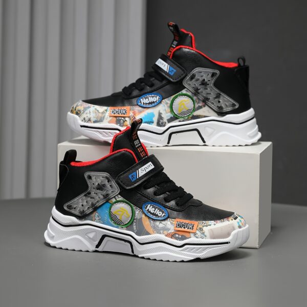 Stylish and comfortable Alagzi Playful Prints Boys' Sneakers, perfect for spring, summer, and fall. Showcasing vibrant prints and durable design.