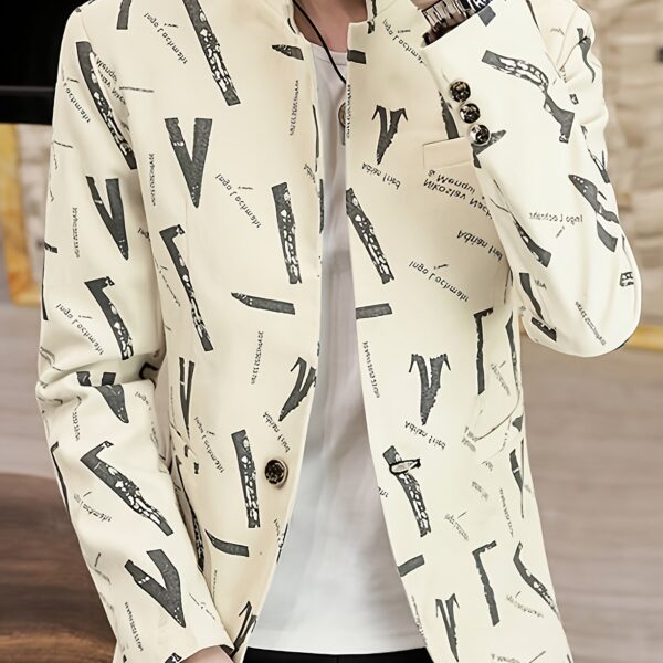 Cairo Nights Geometric Print Blazer by Newness. A modern, sophisticated blazer featuring a striking geometric print, perfect for any occasion.