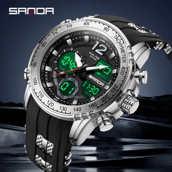 SANDA Apex Men's Digital Watch: Durable, stylish, and modern design.