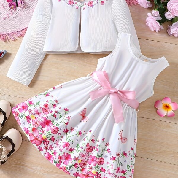 Adorable Serene Garden floral print dress, perfect for parties and everyday wear.