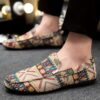 Newness Cairo Nights Geometric Slip On Loafers in navy blue showcasing the unique geometric pattern and comfortable slip on design Perfect for adding effortless style to any outfit